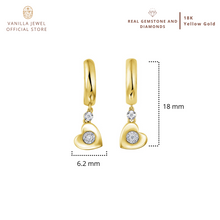 Load image into Gallery viewer, Heart Dangling Diamond Earring in 18K Solid Gold
