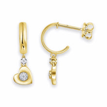 Load image into Gallery viewer, Heart Dangling Diamond Earring in 18K Solid Gold
