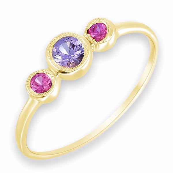 Three Dots Sapphire Ring in 9K 14K and 18K Solid Gold
