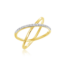 Load image into Gallery viewer, Diamond Cross Rings available in 9K 14K and 18K Yellow Gold
