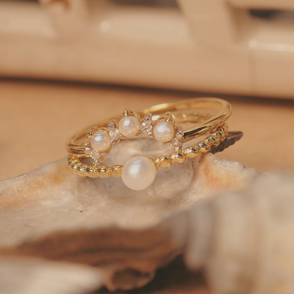 Under the sea Pearl ring set 9K Ring 15% Off