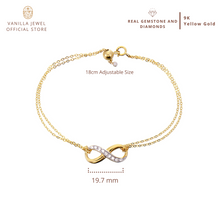 Load image into Gallery viewer, Infinity Bracelet with Diamonds in 9K Solid Gold
