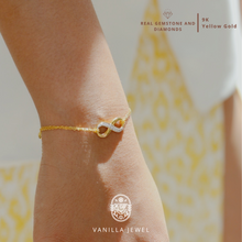 Load image into Gallery viewer, Infinity Bracelet with Diamonds in 9K Solid Gold
