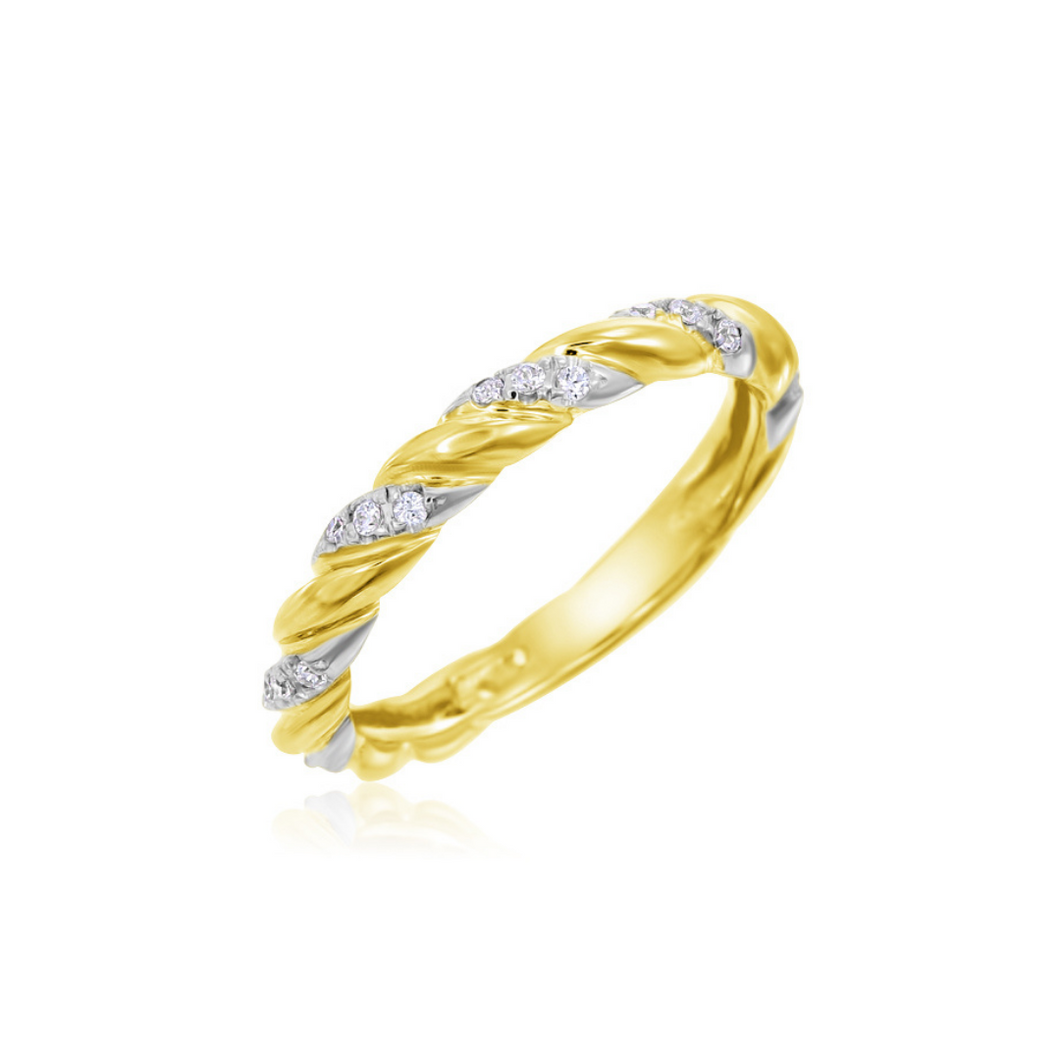 Twisted Diamond Ring Available in 9K 14K 18K Yellow Gold