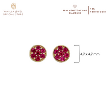 Load image into Gallery viewer, Flower Sapphire Stud Earring Ruby or Blue Sapphire in 18K Solid Gold
