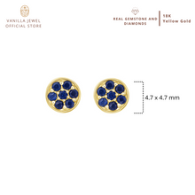 Load image into Gallery viewer, Flower Sapphire Stud Earring Ruby or Blue Sapphire in 18K Solid Gold
