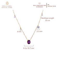 Load image into Gallery viewer, Amethyst Power Necklace with Diamonds &amp; Pearl in 9K Gold
