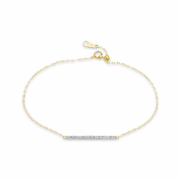 Simple Bar Bracelet Diamond or White Zircon Bracelet in 9K Solid Gold