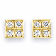 Load image into Gallery viewer, Diamond Square Stud Earring in 18K Yellow Gold
