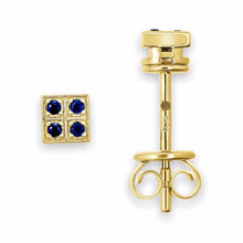 Load image into Gallery viewer, Sapphire Checker Stud Earring 18K solid gold Ruby or Blue Sapphire
