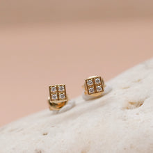 Load image into Gallery viewer, Diamond Square Stud Earring in 18K Yellow Gold
