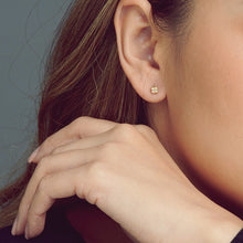 Load image into Gallery viewer, Diamond Square Stud Earring in 18K Yellow Gold
