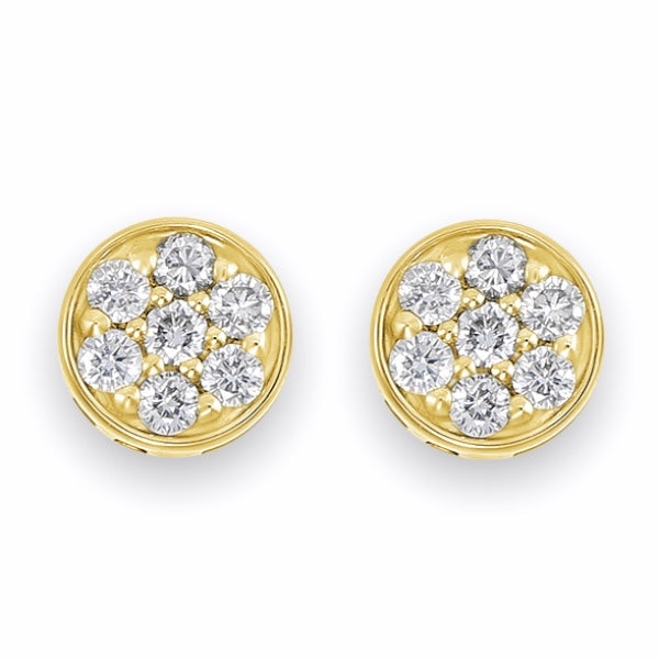 Flower Diamond Stud Earring in 18K Yellow Gold