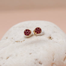 Load image into Gallery viewer, Flower Sapphire Stud Earring Ruby or Blue Sapphire in 18K Solid Gold
