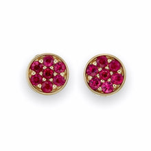 Load image into Gallery viewer, Flower Sapphire Stud Earring Ruby or Blue Sapphire in 18K Solid Gold
