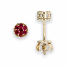 Load image into Gallery viewer, Flower Sapphire Stud Earring Ruby or Blue Sapphire in 18K Solid Gold
