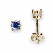 Load image into Gallery viewer, Simple Round Diamond or Sapphire Stud Earring 18K Gold
