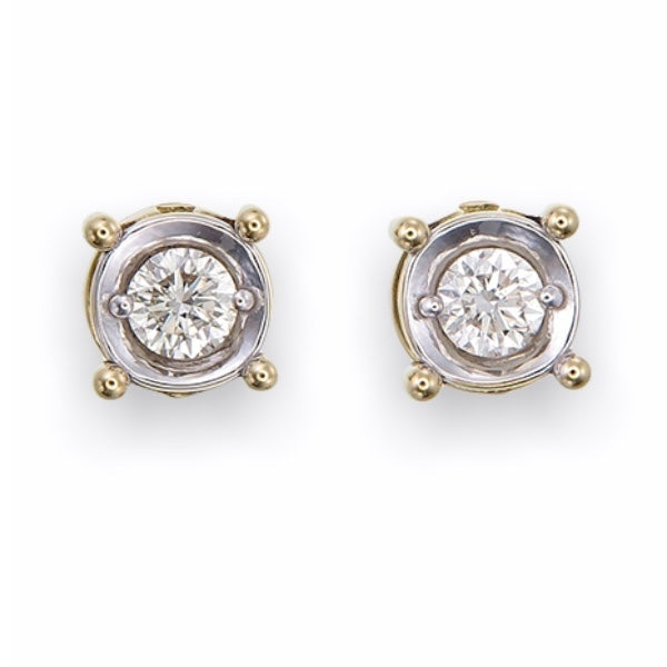 Simple Round Diamond or Sapphire Stud Earring 18K Gold