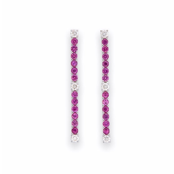 Luxurious Pink Sapphire with Diamonds in 18K White Gold