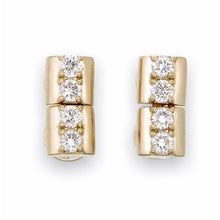 Load image into Gallery viewer, Train Track Diamond Stud Earring 18K Solid Gold

