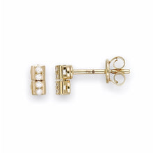 Load image into Gallery viewer, Train Track Diamond Stud Earring 18K Solid Gold
