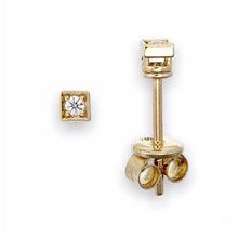 Load image into Gallery viewer, Square Diamond Stud Earring in 18K Solid Gold
