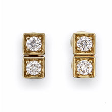Load image into Gallery viewer, Double Square Diamonds Stud Earring in 18K Yellow Gold
