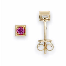 Load image into Gallery viewer, Square Pink Sapphire Stud Earring in 18K Solid Gold
