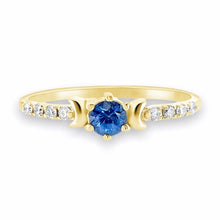 Load image into Gallery viewer, Moon &amp; Star Sapphires Ring set with 9K 14K or 18K Solid Gold
