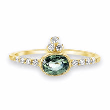 Load image into Gallery viewer, Princess Crown Pink or Green Sapphire Solid Gold Ring with Diamonds 9K 14K 18K
