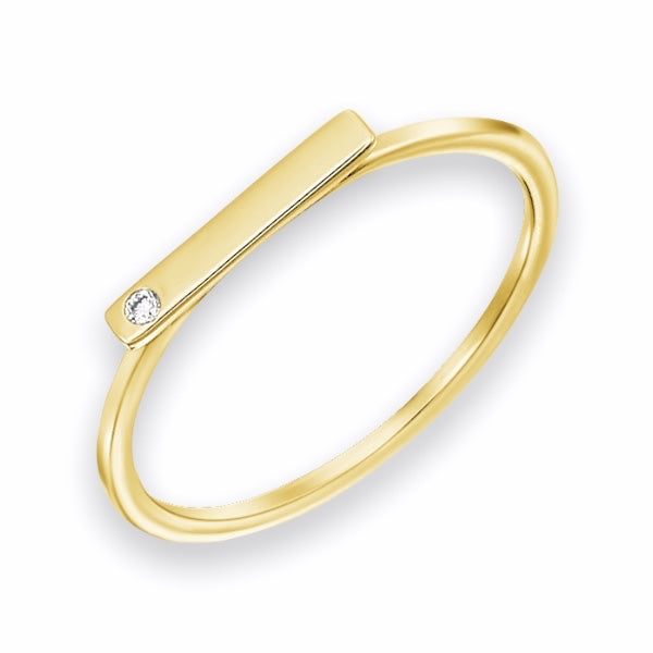 Mini Bar T Diamond Ring in 9K 14K or 18K Solid Gold
