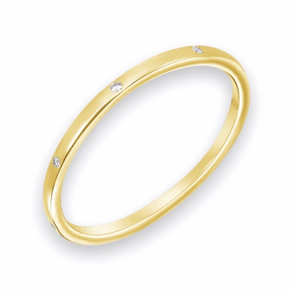 Diamond Dot Ring Band in 9K 14K or 18K Gold