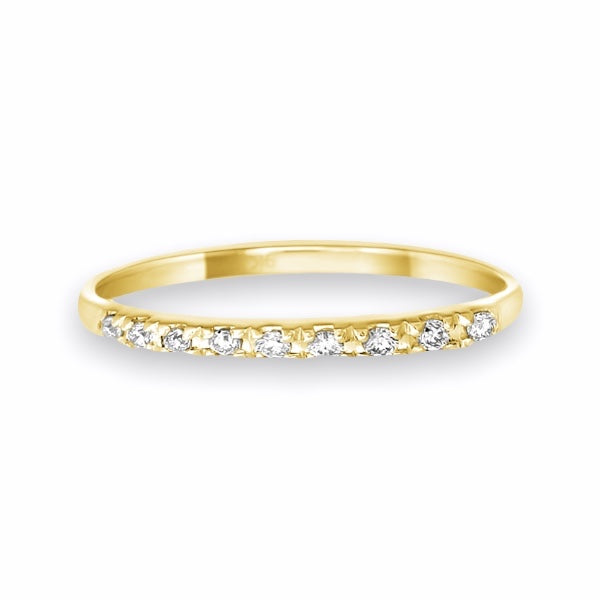 Pave White Diamond Band Ring in 9K 14K or 18K Solid Gold