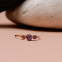 Load image into Gallery viewer, Three Dots Sapphire Ring in 9K 14K and 18K Solid Gold
