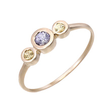 Load image into Gallery viewer, Three Dots Sapphire Ring in 9K 14K and 18K Solid Gold
