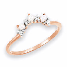 Load image into Gallery viewer, Diamond and Pearl Bridge Ring in 9K 14K or 18K Gold
