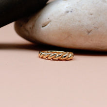 Load image into Gallery viewer, Twisted Dome Pinky Ring in 10K or 14K Solid Gold
