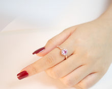 Load image into Gallery viewer, Pink Sapphire Princess Ring in 18K Pink Gold
