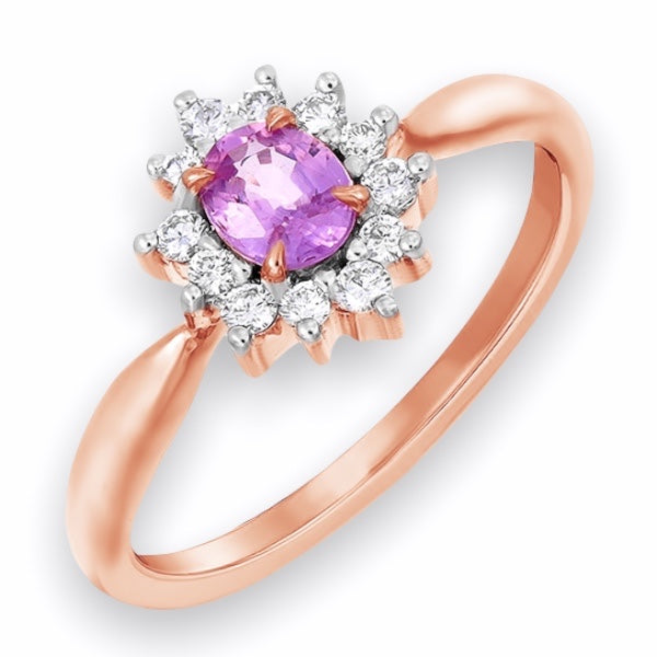 Pink Sapphire Princess Ring in 18K Pink Gold