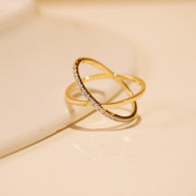 Load image into Gallery viewer, Diamond Cross Rings available in 9K 14K and 18K Yellow Gold

