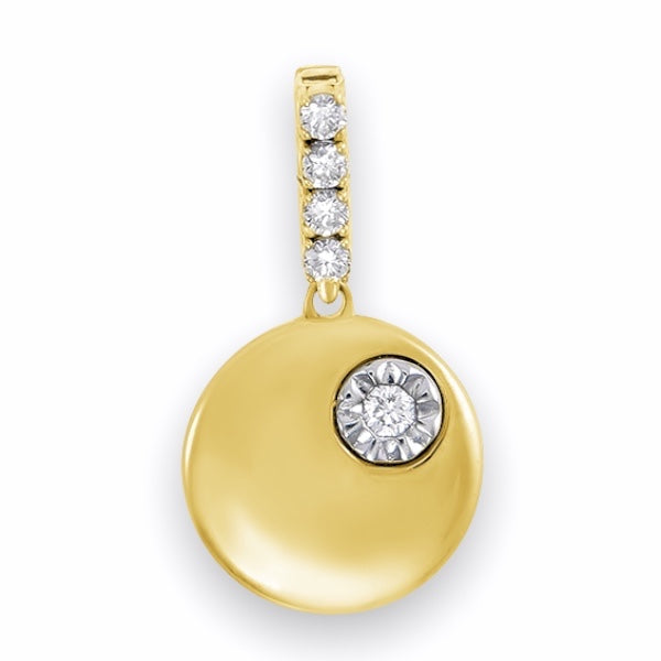 Simple Round Spark Diamond Pendant in 14K Solid Gold