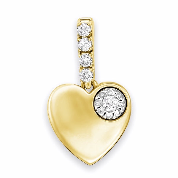Have a little faith in Love Heart Shape pendant set with Diamonds in 14K Solid Gold