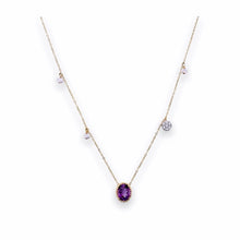 Load image into Gallery viewer, Amethyst Power Necklace with Diamonds &amp; Pearl in 9K Gold
