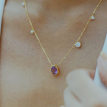 Load image into Gallery viewer, Amethyst Power Necklace with Diamonds &amp; Pearl in 9K Gold
