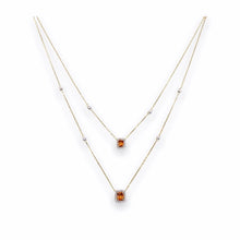 Load image into Gallery viewer, Double Layer Yellow Sapphire with Diamonds Necklace in 9K Gold
