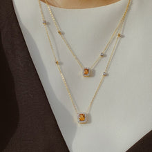 Load image into Gallery viewer, Double Layer Yellow Sapphire with Diamonds Necklace in 9K Gold
