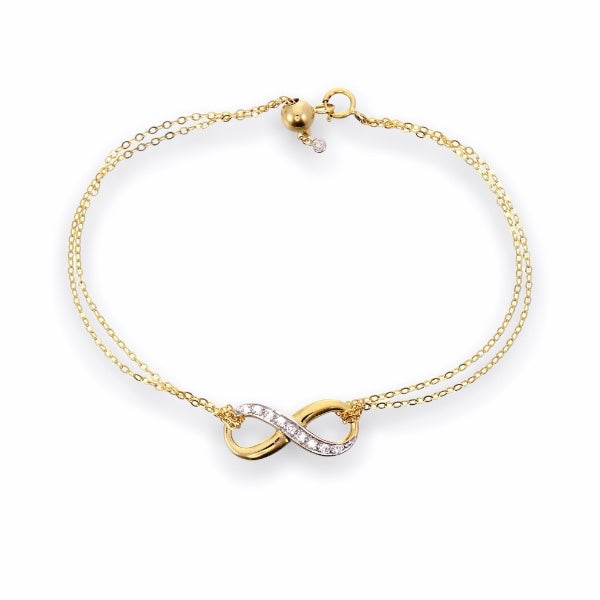 Infinity Bracelet with Diamonds in 9K Solid Gold
